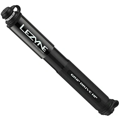 Image of Lezyne Grip Drive HP Cycling Hand Pump Black/Logo, Medium/Mountain Road Bike Frame Mount Cycle Track Trail Mini High Pressure Tyre Tube Race Lightweight Air Dual Head Presta Schrader Valve Flex Hose