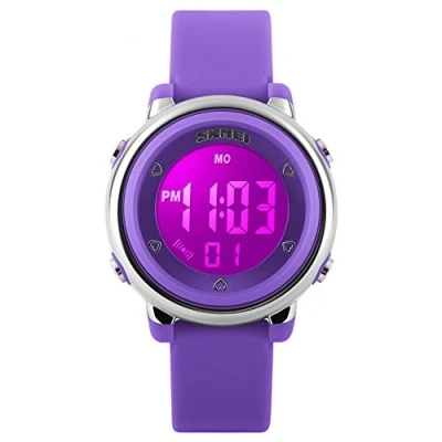 Image of SKMEI Kid&#039;s Boys Girls Lovely Digital Led Back Light Watches Week Alarm Chronograph Wrist Watch Purple