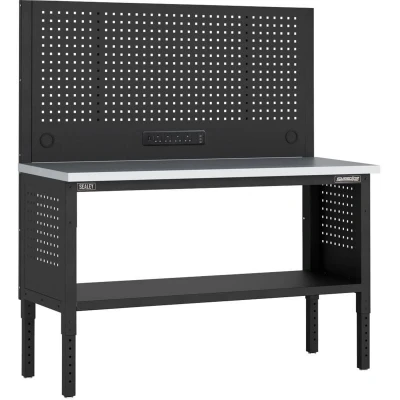 Image of Sealey APMWB60COMBOSS Superline PRO Modular Workbench with Pegboard Back Panel Stainless Steel Worktop 1525mm