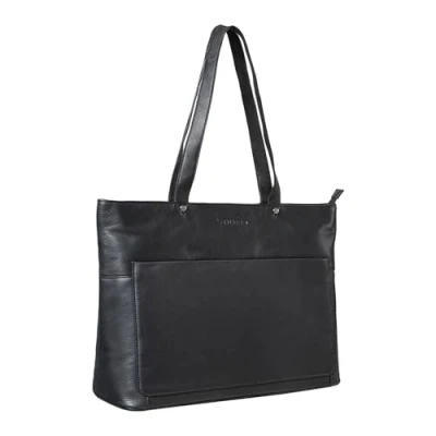 Image of STILORD &#039;Astrid&#039; Large Leather Tote Bag for Women Elegant Shoulder Business Satchel 15.6 Inch Laptops Purse Ideal Office Shopping, Colour:Black