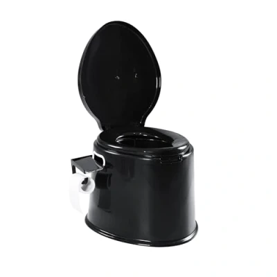 Image of CMY Lightweight and Portable 5L Camping Toilet with Seat, Lid, Handles Roll Holder 3 Colours Compact Waste for Indoor Outdoor Loo Caravan Picnic Festivals (Black)