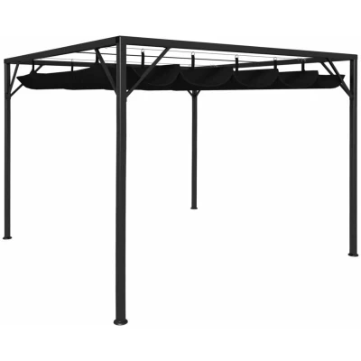 Image of vidaXL Garden Gazebo with Retractable Roof Canopy 3x3 m Anthracite