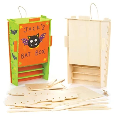 Image of Baker Ross AV440 Animal Wooden Bat Box Kits (Pack of 2)