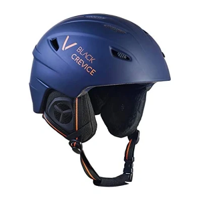 Image of Black Crevice Adult Ski Helmet Stripes Matt Navy/Orange XS