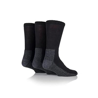 Image of 3 Pair Black Safety Boot Socks Men&#039;s 6 11 Mens Workforce