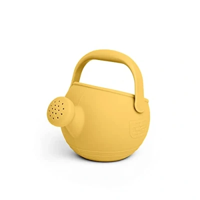 Image of Bigjigs Toys Honey Yellow 100% Silicone Childrens Watering Can Temperature &amp; Stain Resistant Kids, Easy Grip Handle, Sustainable Toys, Ideal Outdoor Beach