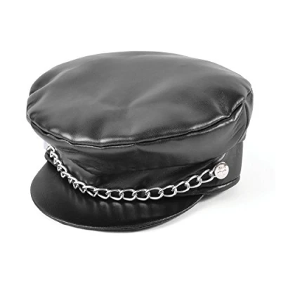 Image of Bristol Novelty BH159 Head Accessory Punk Cap 1 Piece Black One Size Adult Leather, Mens