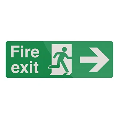 Image of Fixman 525774 Self Adhesive Fire Exit Right Arrow Sign 400 x 150mm