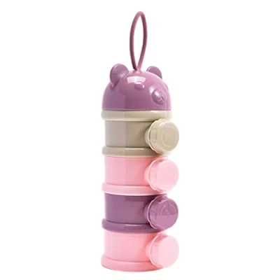Image of Baby Milk Powder Dispenser, 4 Layer Formula Portable Dispenser Container, Non Spill Stackable Snack Storage Container For Travel Outdoor
