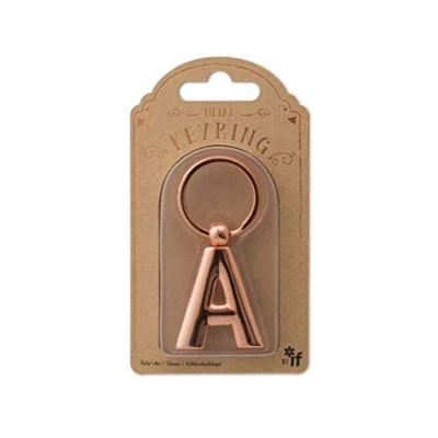 Image of IF Metal Letter Keyring Personalised Alphabet Letters Rose Gold A
