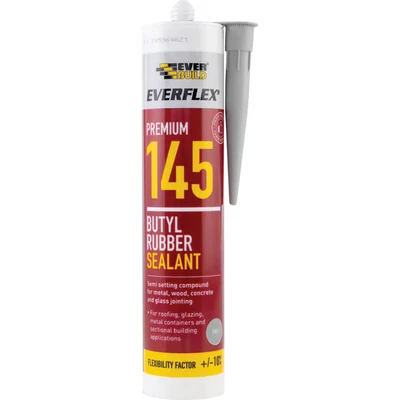 Image of Everbuild Everflex145 Premium Semi Setting Butyl Rubber Sealant For Concrete and Wooden Frames 300ml Grey