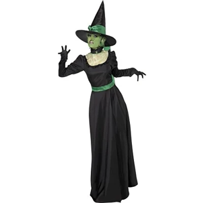 Image of Smiffys Witch Costume, Black with Dress &amp; Hat, Halloween Adult Fancy Dress, Up Costumes