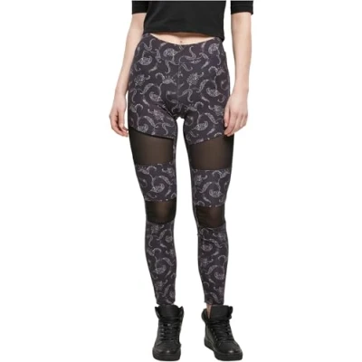Image of Urban Classics TECH AOP Leggings Trousers, Women&#039;s, Size: XXL, Blackpaisley