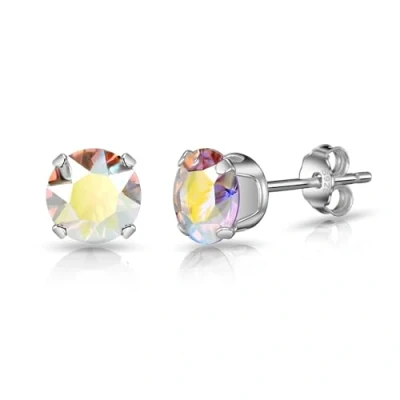 Image of Philip Jones Sterling Silver Aurora Borealis Earrings Created with Zircondia® Crystals