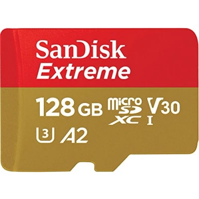 Image of SanDisk 128GB Extreme microSDXC card for Action Cams and Drones + SD adapter RescuePRO Deluxe, up to 190 MB/s, with A2 App Performance, UHS I, Class 10, U3, V30