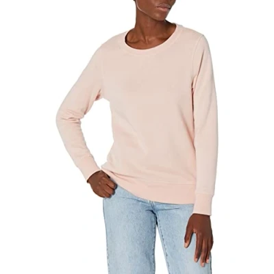 Image of Amazon Essentials Women&#039;s French Terry Fleece Crewneck Sweatshirt (Available in Plus Size), Light Pink, M
