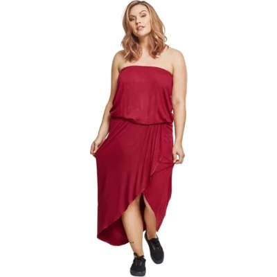 Image of Urban Classics Bandeau Maxi dress, Women&#039;s, Size: Medium, Burgundy
