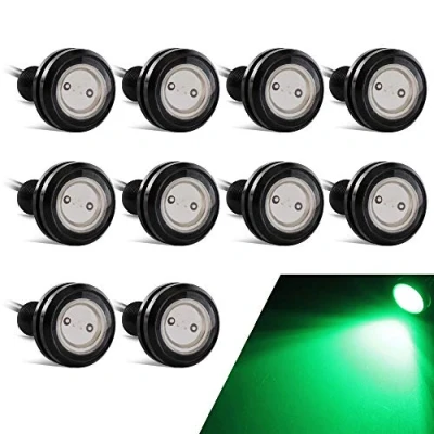 Image of Yifengshun 10Pcs Super Bright 23mm Eagle Eye Light LED Daytime Running Lights DRL High Power 9W Fog Backup Marker for Car Motorcycle Trailer 12V(Green)