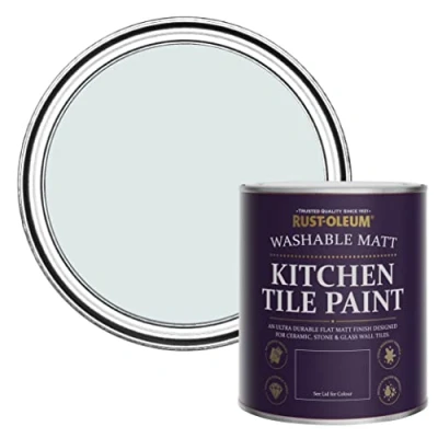 Image of Rust Oleum Blue water resistant Kitchen Tile Paint in Matt Finish Marcella 750ml, SHDRCT1489, 0.75 Liters