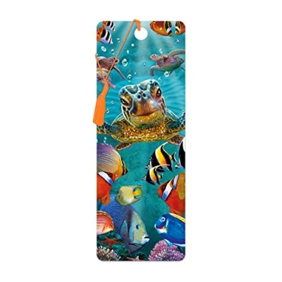 Image of 3D LiveLife Bookmark Tiny Bubbles from Deluxebase. A Sea Turtle with lenticular Artwork Licensed Renowned Artist Steve Sundram