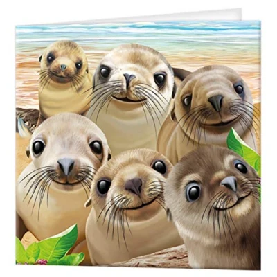 Image of 3D LiveLife Greeting Card Sea Lion Snap from Deluxebase. Lenticular Blank Cards with Envelopes. Cute All Occasion featuring Original Artwork by Michael Searle.