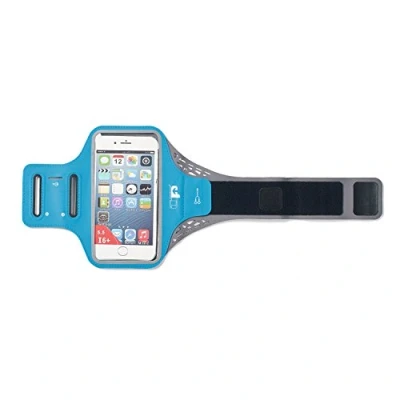 Image of Ultimate Performance Ridgeway Mobile Phone Holder Sports Armband Touch Window High Vis trim Secure Lock strap Outlet Port Key Pocket Credit Card Water Resistant Ultra Lightweight Running Royal