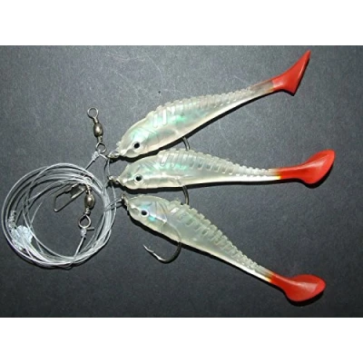 Image of SUPER CATCH BIG FISH SHAD RIG LURE 3 x 6/0 HOOK BOAT BASS COD SEA FISHING LINE CLIP