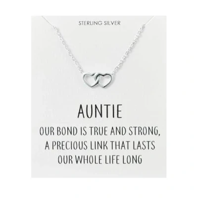 Image of Philip Jones Sterling Silver Auntie Quote Heart Link Necklace