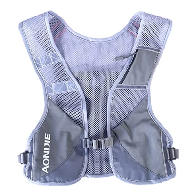 Image of Reflective Hydration Pack Backpack Running Vest Marathon Runner Rucksack Cycling for Men &amp; Women (Grey)