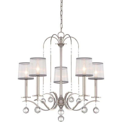 Image of Whitney 5 Light Multi Arm Chandelier Silver Finish, E14