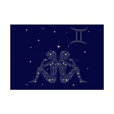 Image of Wee Blue Coo Painting Illustration Zodiac Star Sign Gemini Twins Wall Art Print