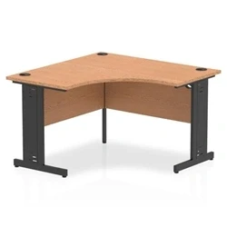 Image of Impulse 1200mm Corner Office Desk Oak Top Black Cable Managed Leg