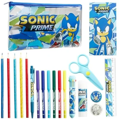 Image of SONIC THE HEDGEHOG Pencil Case and Stationery Set School Supplies Gifts for Kids