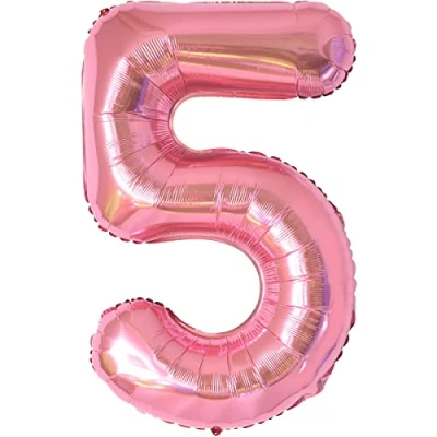 Image of Number Balloons 5,Pink 5 Balloon 40 Inch Giant Helium Foil for Boys Girls Party Decor Birthday Anniversary Graduation Decorations Supplies