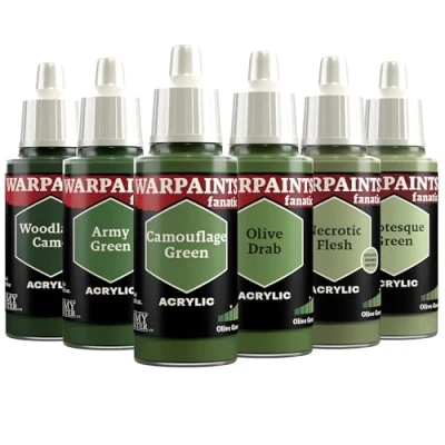 Image of The Army Painter, Warpaints Fanatic Flexible Triad: Olive Greens, 6 x 18 ml acrylic paints Miniature quality hobby paint for Dungeons and Dragons (DnD) &amp; Warhammer Miniatures