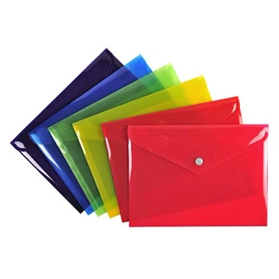 Image of Exacompta Ref 34440E Iderama Collection PP Envelope Pockets A5 in Size, 0.2mm Translucent Polypropylene, Press Stud Closure Assorted Colours (Pack of 30)