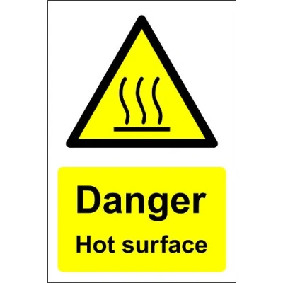 Image of Danger hot surface Safety sign Self adhesive sticker 100mm x 75mm