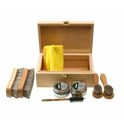 Image of Cathcart Elliot Shoe Shine Kit Eco Valet Box Polish and Brushes Set