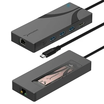 Image of SABRENT USB C Multiport + M.2 SSD Enclosure (2 in 1) 6 Port Hub 90W PD3.0, High Speed Docking Station with HDMI Port, for PC, Laptop, MacBook (HB 6PNV)
