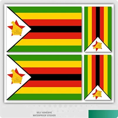 Image of Landing Designs 4 x Zimbabwe Flag Vinyl Car Van iPad Laptop Sticker