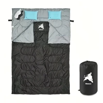 Image of visucachi Stitchable Envelope Sleeping Bag with Compression Sack, 4 Season Waterproof Indoor &amp; Outdoor Use for Kids, Teens Adults Hiking, Traveling, Backpacking and Camping (2.8kg double)
