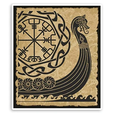 Image of 2 x 10cm Viking Longship Vinyl Stickers Ship Tribal Luggage Sticker #31721 (10cm Tall)