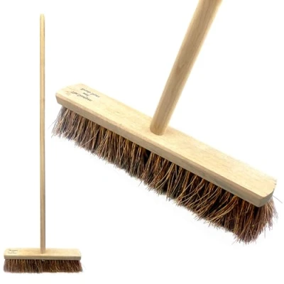 Image of 18 Inch Yard Brush Heavy Duty Outdoor Broom with Bassine Bristles, Garden and Duty, 120cm Handle