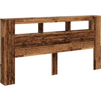 Image of vidaXL led headboard with rgb lights engineered wood, old wood color, 200x18.5x103.5 cm for bedroom bed frame