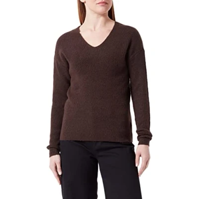 Image of ONLY Women&#039;s Onlcamilla V Neck L/S Pullover KNT Noos Sweater, Mulch/Detail: Melange, XS