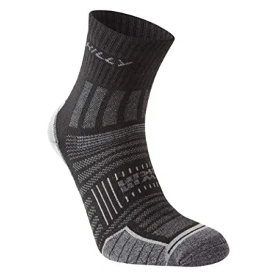 Image of Hilly Unisex Twin Skin Anklet Socks, Black/Grey Marl, M UK