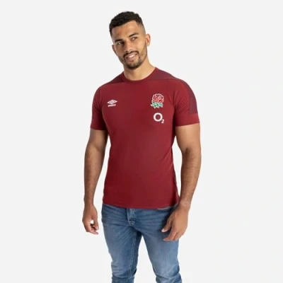 Image of 2023 2024 England Rugby Presentation T Shirt (Tibetan Red), Large 41 43&quot; Chest