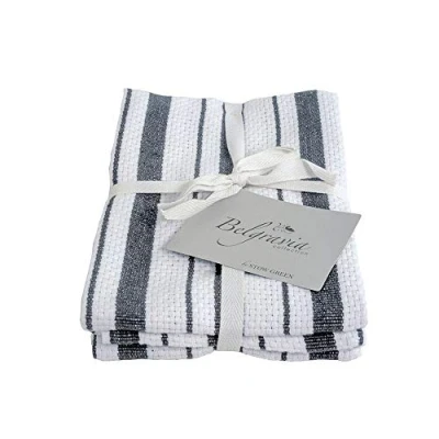 Image of Belgravia Basket Weave Tea Towels Grey Set Of 2