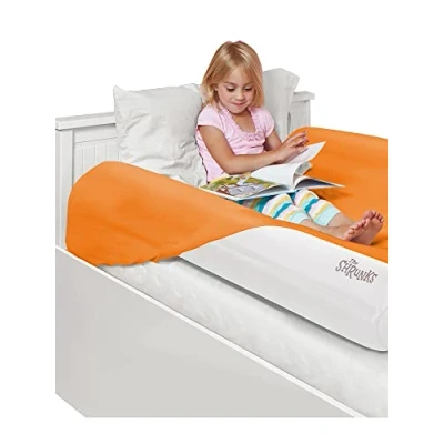 Image of The Shrunks Sleep Security Inflatable Bed Guard (2 Pack) Safe &amp; Portable Toddler / Cot Bumpers for Travel, Holiday or Home Use, 122x18x10cm fits under Sheet with non slip grips.