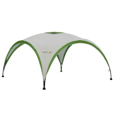 Image of Coleman Gazebo, Event Shelter for Garden and Camping, Sturdy Steel Poles Construction, Large Tent, Portable Sun with Protection SPF 50, White/Green, XL 4.5 x m